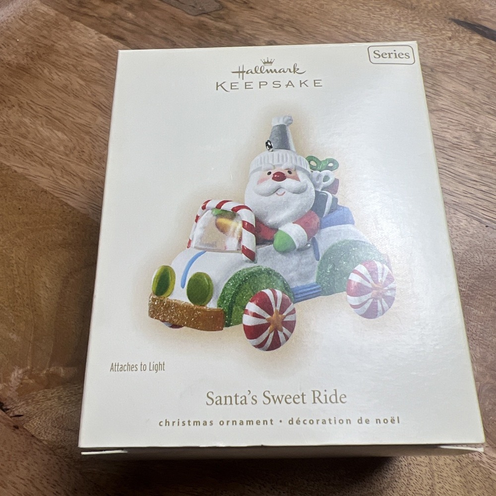 Hallmark Ornament 2007 Santa's Sweet Ride Car Automobile 1st Series‎ Candy Cane